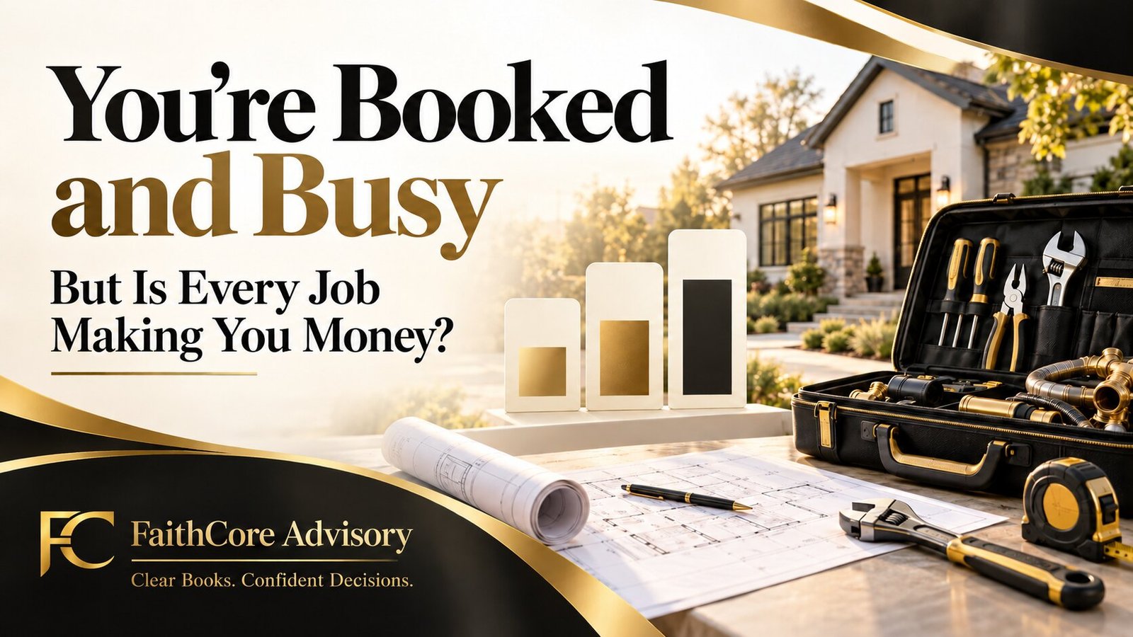 Property-service professional reviewing job profitability