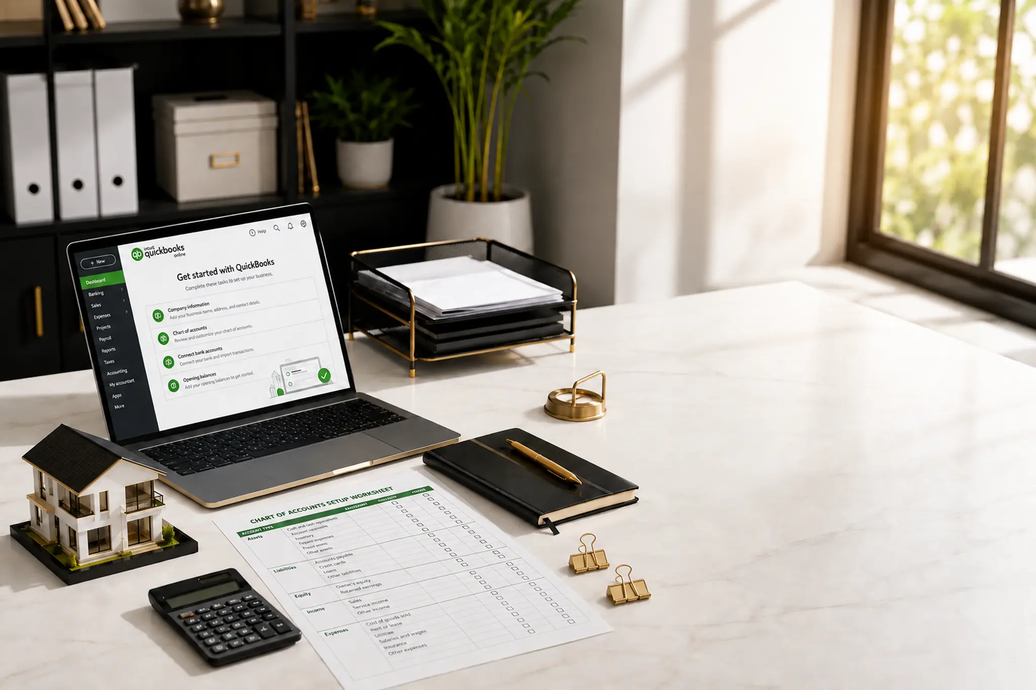 An organized QuickBooks Online setup for a property-focused business